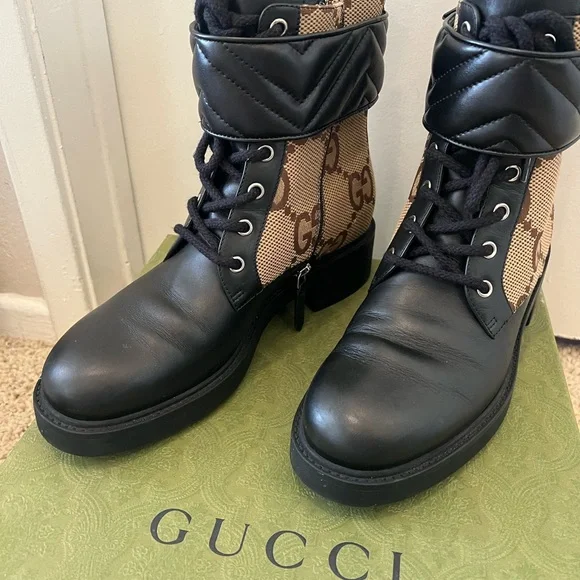 Gucci Black and Tan Moto Boots - Picture 3 of 6